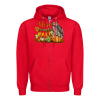 Red Here Comes Fall Owl Zipper Hoodie - LillyAllenDesigns