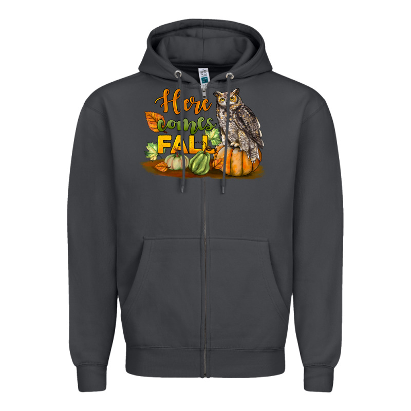 Here Comes Fall Owl Zipper Hoodie by LillyAllenDesigns | Teevron