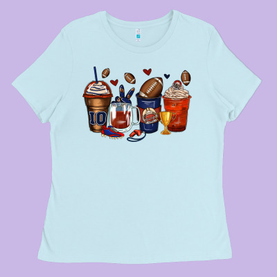 American Football Coffee Cups Ladies Tee Designed By Zillion Design Studio