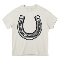 Cream horseshoe Heavy Core Tee - BarkalooDesign