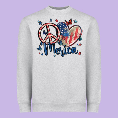 Peace Love 'merica Heavyweight Sweatshirt Designed By Maliassmallbusiness