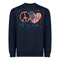 Navy peace love 'merica Heavyweight Sweatshirt - MaliasSmallBusiness