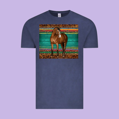 Western Horse Serape  Leather Leopard Vintage Tee Designed By Barkaloodesign