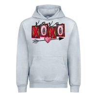 Heather Grey Xoxo love Valentine's Day Urban Hoodie - FaDigitalArtStudio