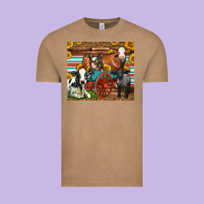 Farm Animals On An Old Wagon Vintage Tee Designed By Lillyallendesigns