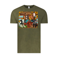 Vintage Olive Farm Animals On An Old Wagon Vintage Tee - LillyAllenDesigns
