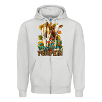 Dove Grey Hey There Pumpkin Fall Zipper Hoodie - LillyAllenDesigns