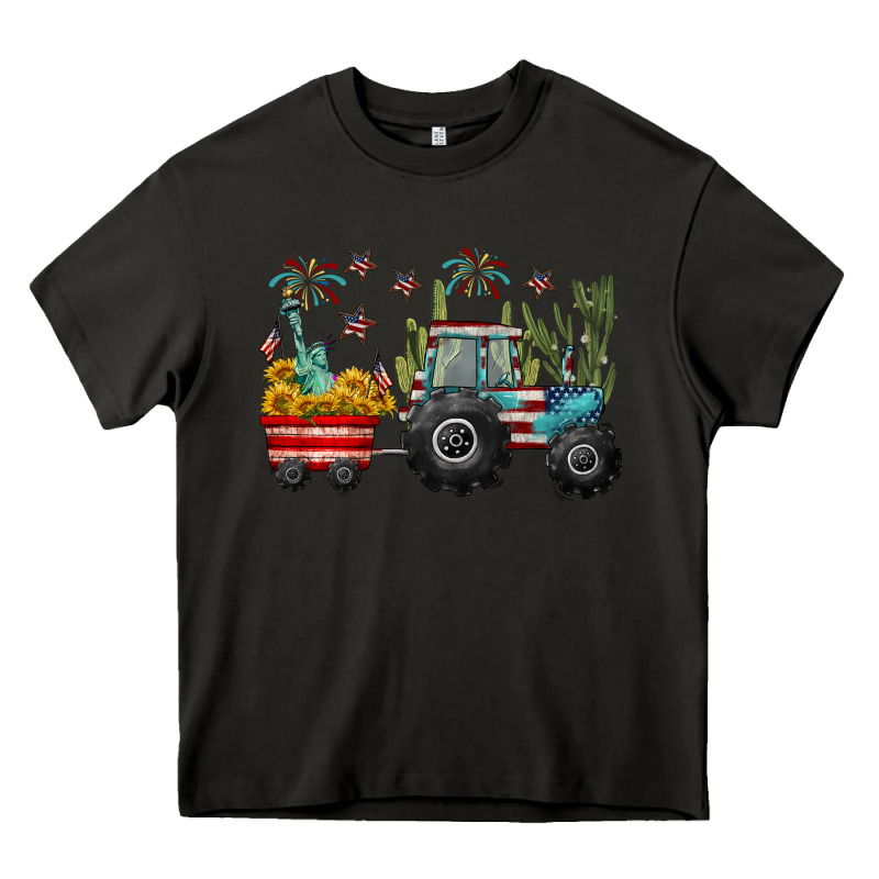 4th Of July Tractor Heavy Core Tee by CowGirlArtShop | Teevron