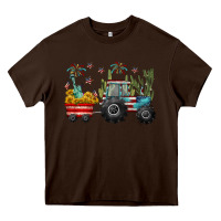 Chocolate Brown 4th of july tractor Heavy Core Tee - CowGirlArtShop
