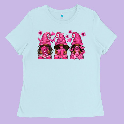 Breast Cancer Afro Gnomies Ladies Tee Designed By Texasbilliewilder