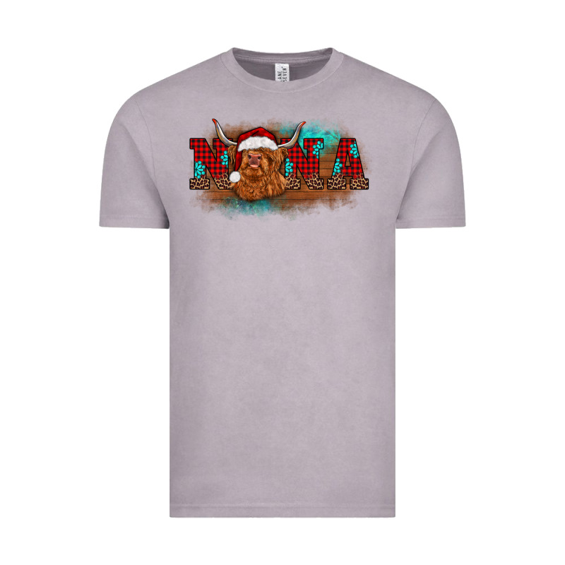 Christmas Nana Highland Cow Vintage Tee by BarkalooDesign | Teevron
