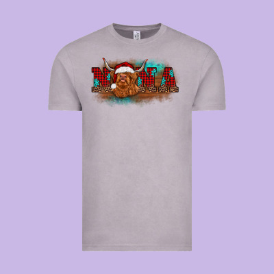 Christmas Nana Highland Cow Vintage Tee Designed By Barkaloodesign