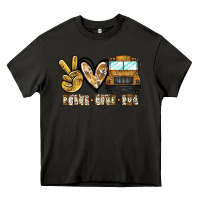 Asphalt peace love bus Heavy Core Tee - CowhideDigitalArt