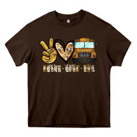 Chocolate Brown peace love bus Heavy Core Tee - CowhideDigitalArt