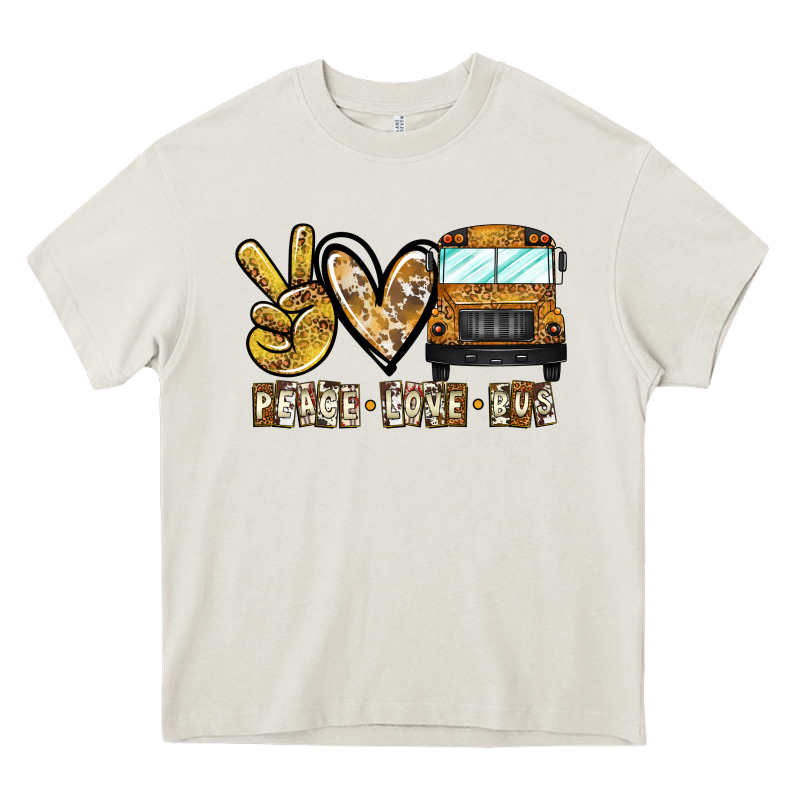 Peace Love Bus Heavy Core Tee by CowhideDigitalArt | Teevron