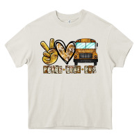 Cream peace love bus Heavy Core Tee - CowhideDigitalArt