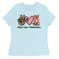 Baby Blue peace love chihuahua Ladies Tee - JahusDesignShop