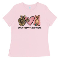 Bubblegum Pink peace love chihuahua Ladies Tee - JahusDesignShop