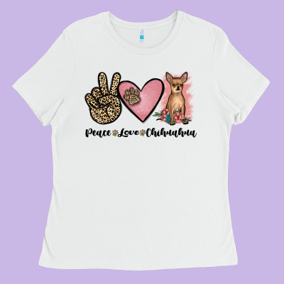 Peace Love Chihuahua Ladies Tee Designed By Jahusdesignshop