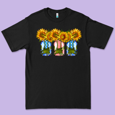 American Sunflower Mason Jar Premium Tee Designed By Hra Design Shop