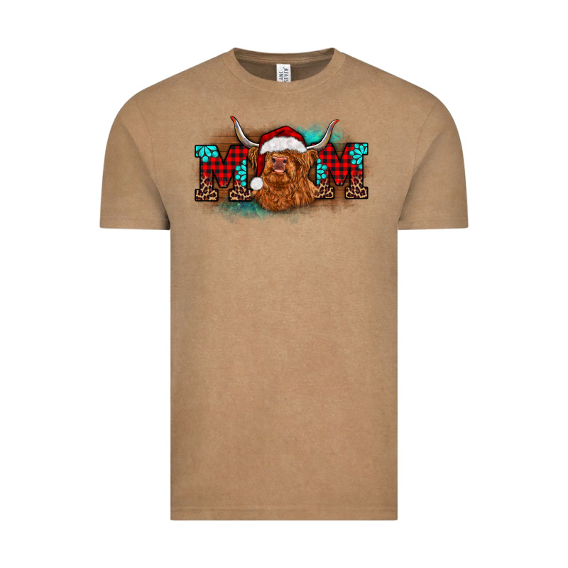 Christmas Mom Highland Cow Vintage Tee by BarkalooDesign | Teevron
