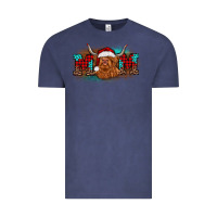 Vintage Denim christmas mom highland cow Vintage Tee - BarkalooDesign