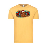 Vintage Mustard christmas mom highland cow Vintage Tee - BarkalooDesign