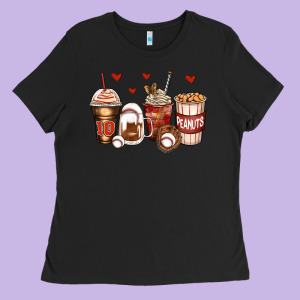 Baseball Coffee Cups Ladies Tee Designed By Zillion Design Studio