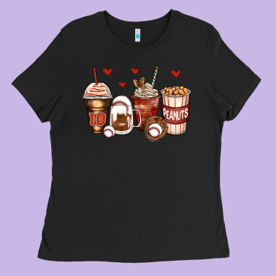 Baseball Coffee Cups Ladies Tee Designed By Zillion Design Studio