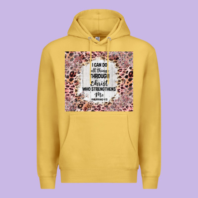 I Can Do All Things With Leopard And Glitter Premium Hoodie Designed By Tumblerdesignbyshophia