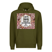 Army Green i can do all things with leopard and glitter Premium Hoodie - TumblerDesignByShophia