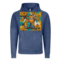 Vintage Denim sunflowers and cowboy boots with cowhide and glitter tumbler Vintage Hoodie - Artiststas