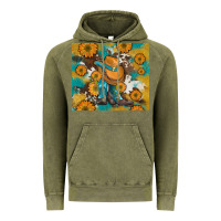 Vintage Olive sunflowers and cowboy boots with cowhide and glitter tumbler Vintage Hoodie - Artiststas
