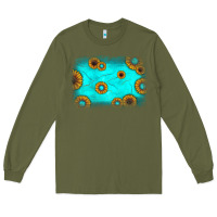 Army Green turquoise gemstone sunflower background Long Sleeve Tee - JahusDesignShop