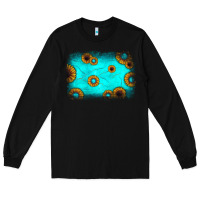 Black turquoise gemstone sunflower background Long Sleeve Tee - JahusDesignShop