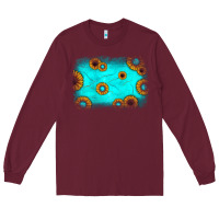 Burgundy turquoise gemstone sunflower background Long Sleeve Tee - JahusDesignShop