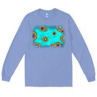 Colony Blue turquoise gemstone sunflower background Long Sleeve Tee - JahusDesignShop