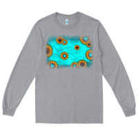 Heather Grey turquoise gemstone sunflower background Long Sleeve Tee - JahusDesignShop
