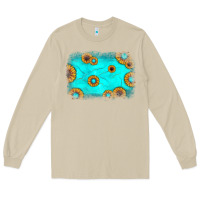 Mushroom turquoise gemstone sunflower background Long Sleeve Tee - JahusDesignShop