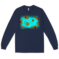 Navy turquoise gemstone sunflower background Long Sleeve Tee - JahusDesignShop
