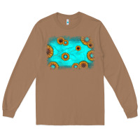 Toasted Coconut turquoise gemstone sunflower background Long Sleeve Tee - JahusDesignShop