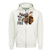Oatmeal Heather It Moose Be Fall Zipper Hoodie - LillyAllenDesigns
