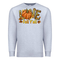 Heather Grey Love Fall Y'all Premium Sweatshirt - texasbilliewilder