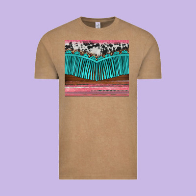 Western Fringe Cowhide Leopard Vintage Tee Designed By Barkaloodesign