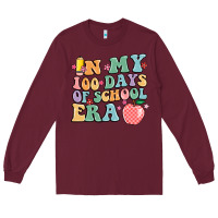Burgundy in my 100 days of school era Long Sleeve Tee - MaliasSmallBusiness