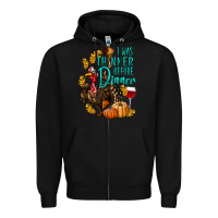 Black I Was Thinner Before Dinner Turkey Thanksgiving Zipper Hoodie - LillyAllenDesigns