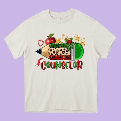 Christmas Counselor Pencil Heavy Core Tee Designed By Fadigitalartstudio