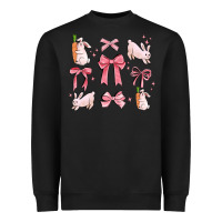 Black pink ribbons with rabbits Heavyweight Sweatshirt - MaliasSmallBusiness