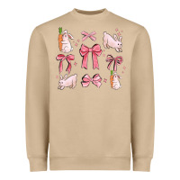 Mushroom pink ribbons with rabbits Heavyweight Sweatshirt - MaliasSmallBusiness