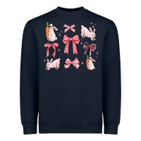 Navy pink ribbons with rabbits Heavyweight Sweatshirt - MaliasSmallBusiness